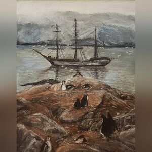 Icy sea 💙 penguin soft pastel painting by me